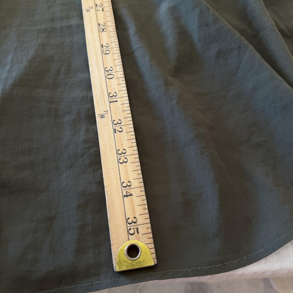 Gestuz Tunic Shirt Womens 34 US 2 Green Sheer Panel Button Utility Army Pockets - Picture 15 of 16
